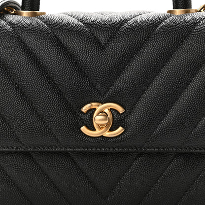 Chanel Caviar Chevron Quilted Mini Coco Handle Flap Black 7 of 10