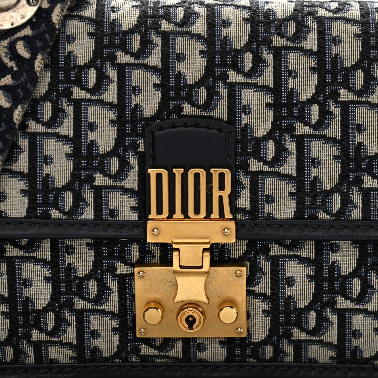 Oblique DiorAddict Flap Bag Navy Blue