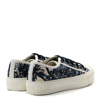 Christian Dior Canvas Palms Embroidered Womens Walk'N'Dior Low Top Sneakers 35.5 Indigo Blue 4 of 9