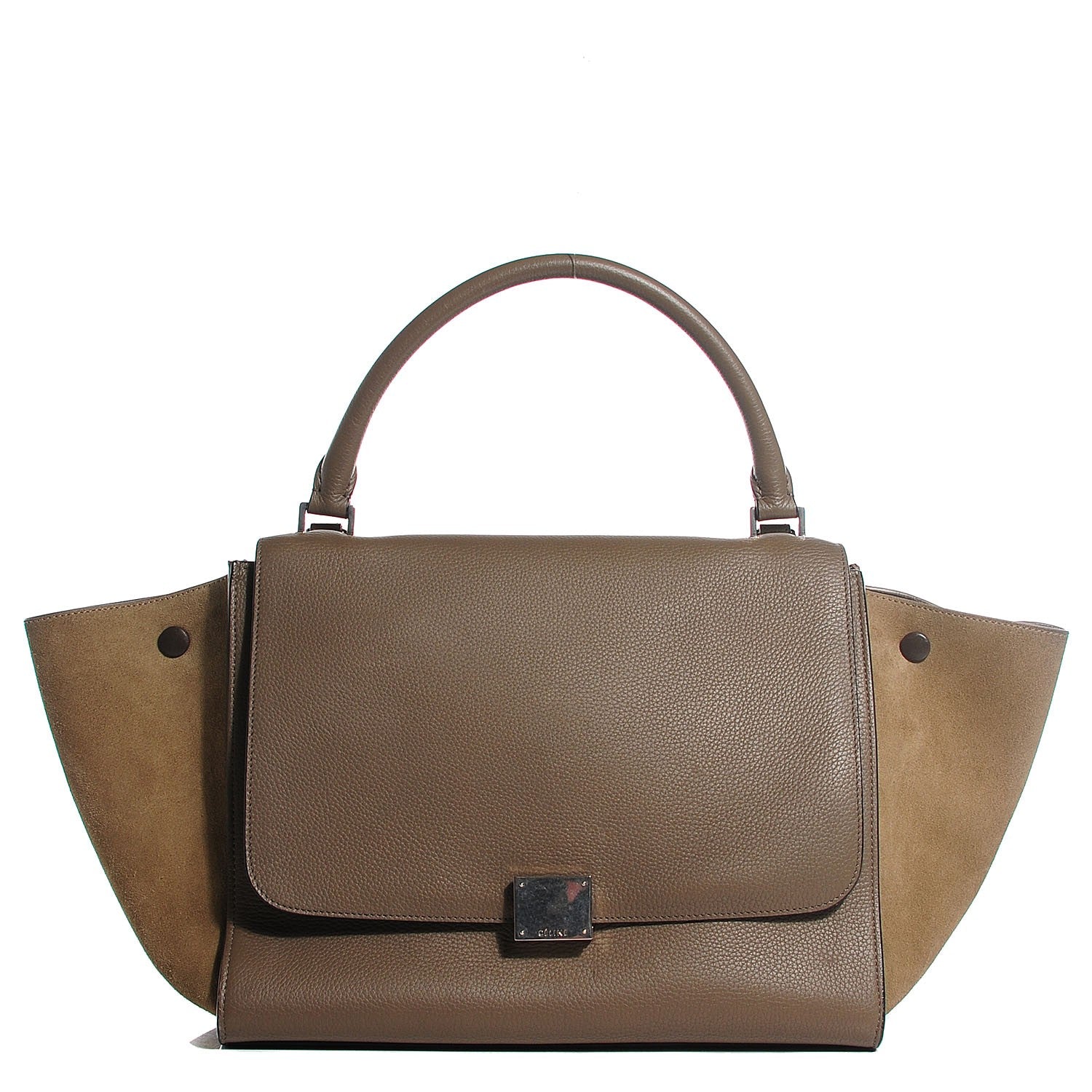 Celine Drummed Calfskin Suede Medium Trapeze Taupe 1 of 10