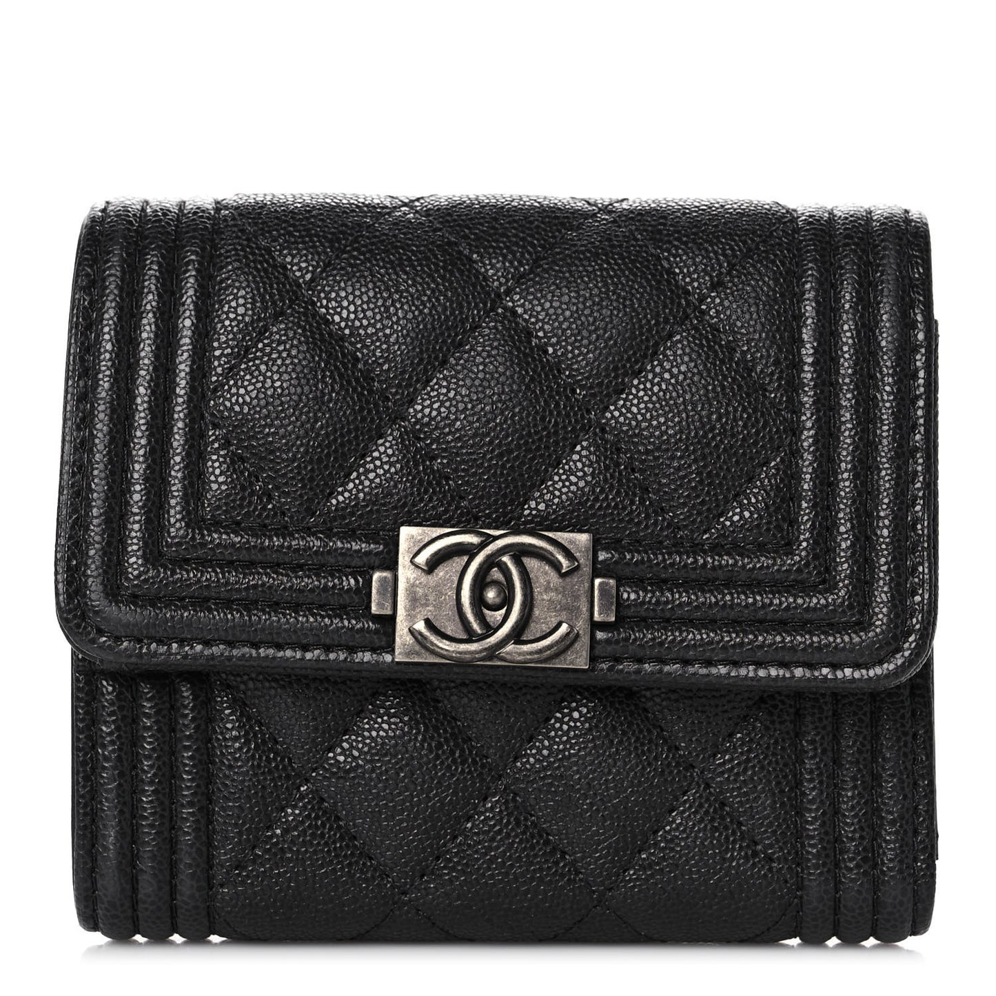 Caviar Quilted Compact Boy Wallet Anthracite
