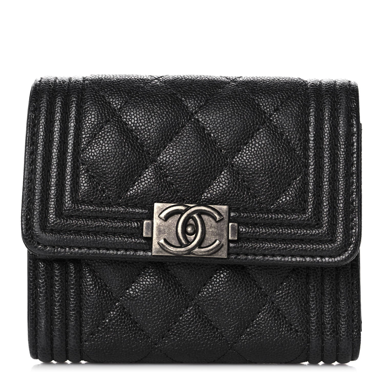 Chanel Caviar Quilted Compact Boy Wallet Anthracite 1 of 10