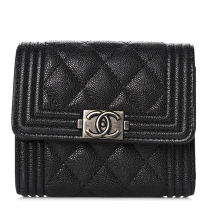 Chanel Caviar Quilted Compact Boy Wallet Anthracite 1 of 10