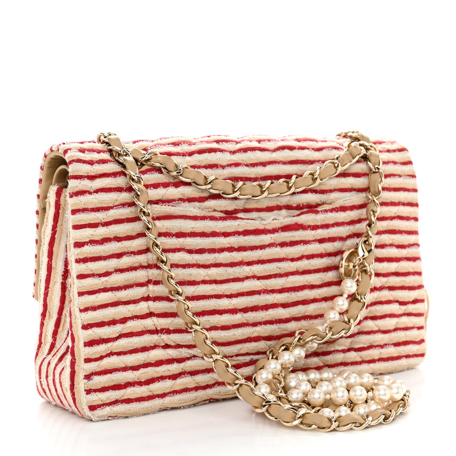 Chanel Jersey Quilted Medium Coco Sailor Flap Red White 3 of 10