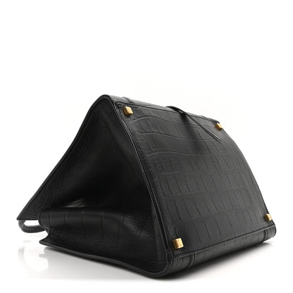 Celine Crocodile Embossed Calfskin Medium Phantom Luggage Black 4 of 9
