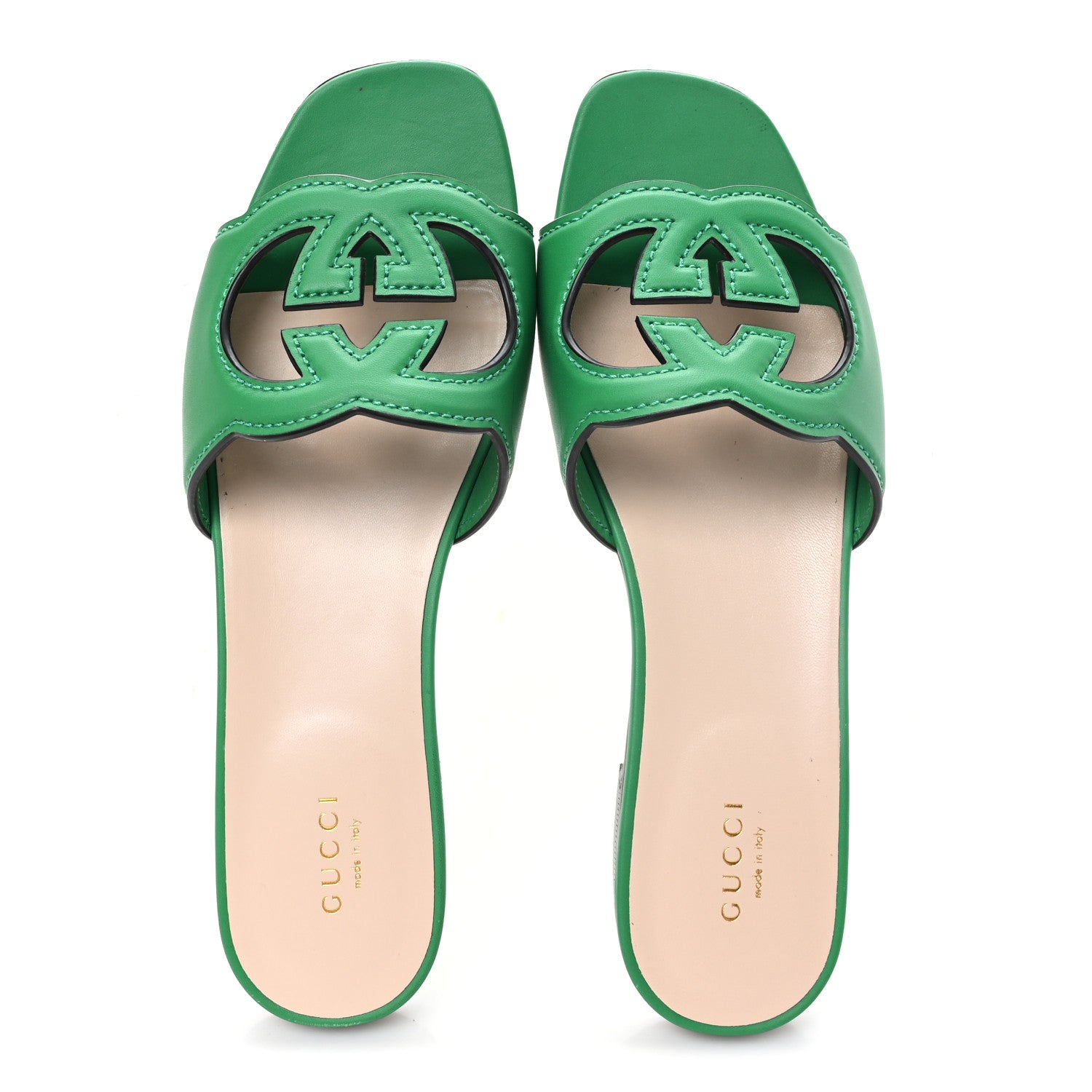 Gucci Cosmos Softy Calfskin Interlocking G Cut Out Slide Sandals 38.5 New Shamarock 2 of 9
