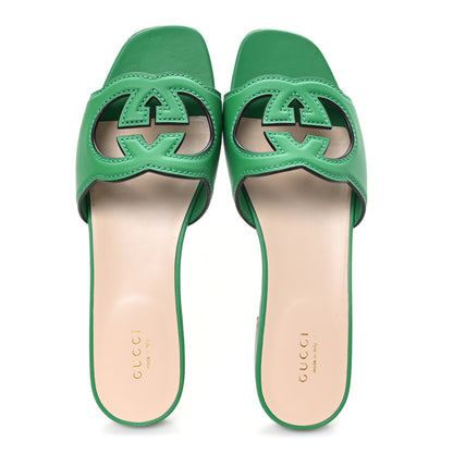 Gucci Cosmos Softy Calfskin Interlocking G Cut Out Slide Sandals 38.5 New Shamarock 2 of 9