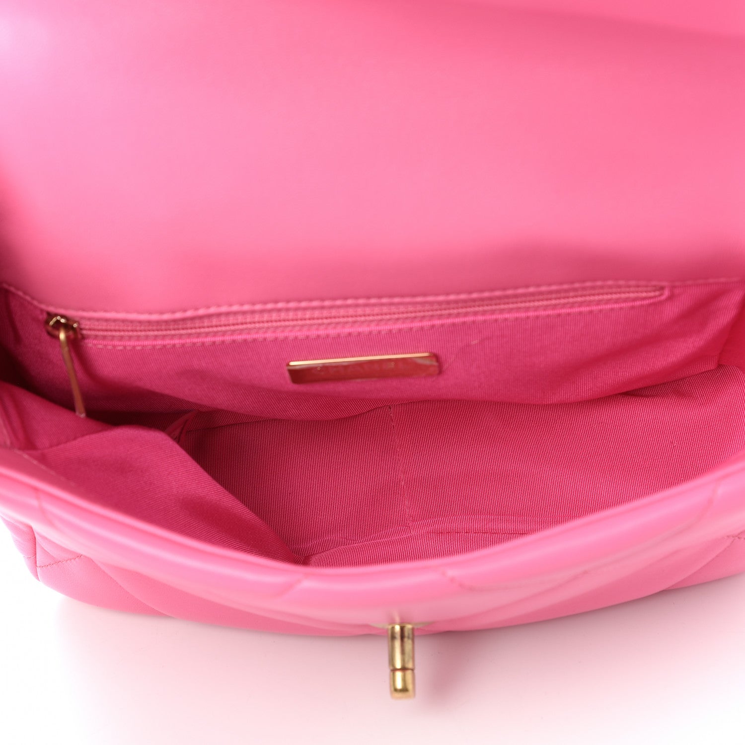 Chanel Shiny Lambskin Quilted Medium Chanel 19 Flap Neon Pink 5 of 11