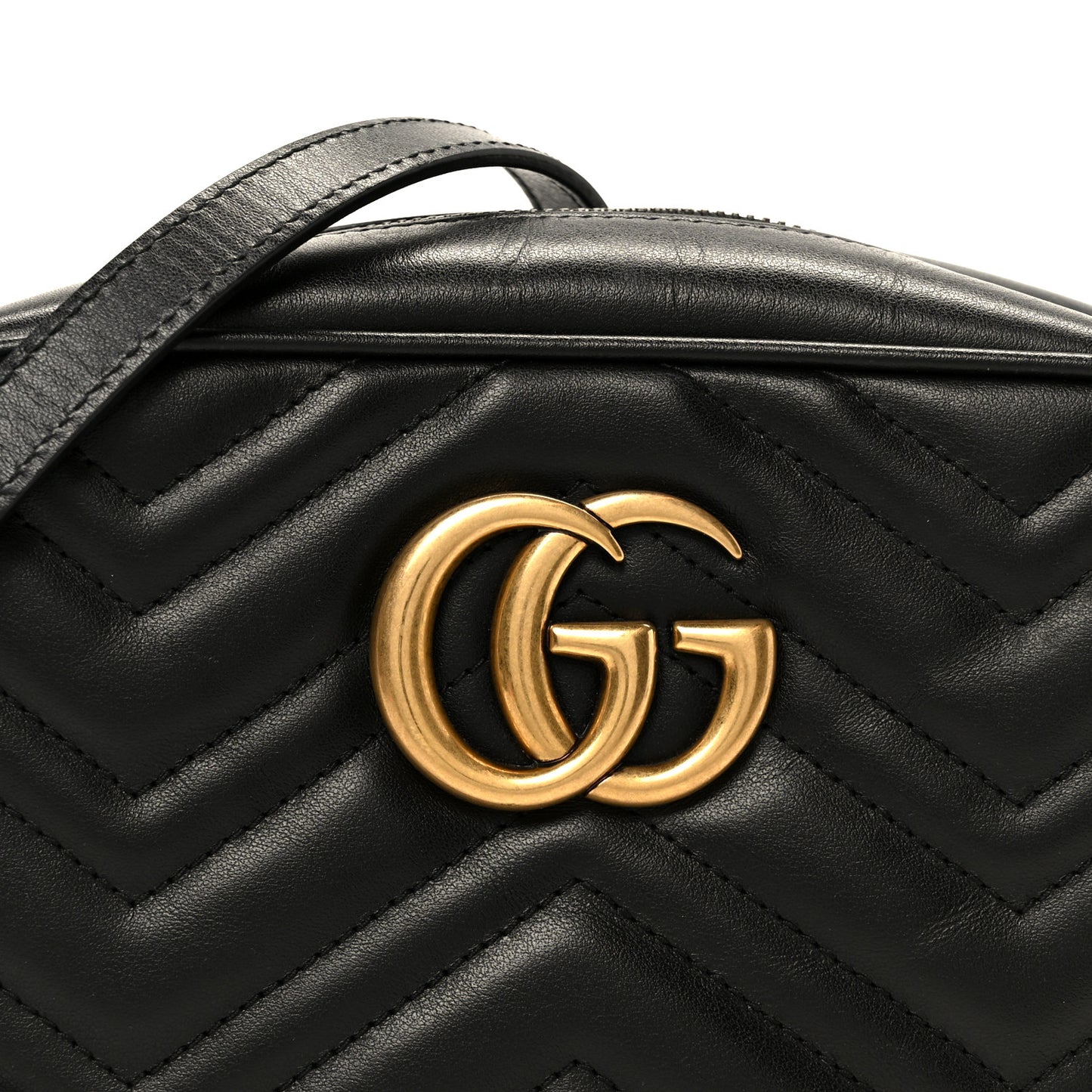 Calfskin Matelasse Small GG Marmont Chain Shoulder Bag Black