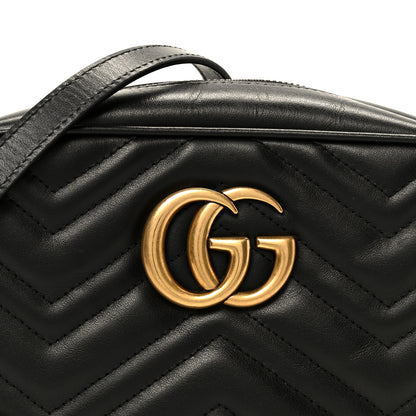 Gucci Calfskin Matelasse Small GG Marmont Chain Shoulder Bag Black 9 of 12