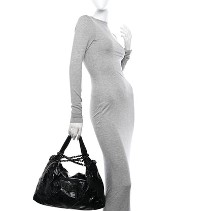 Chanel Lambskin Patent Calfskin Brooklyn Patchwork Hobo Black 3 of 11