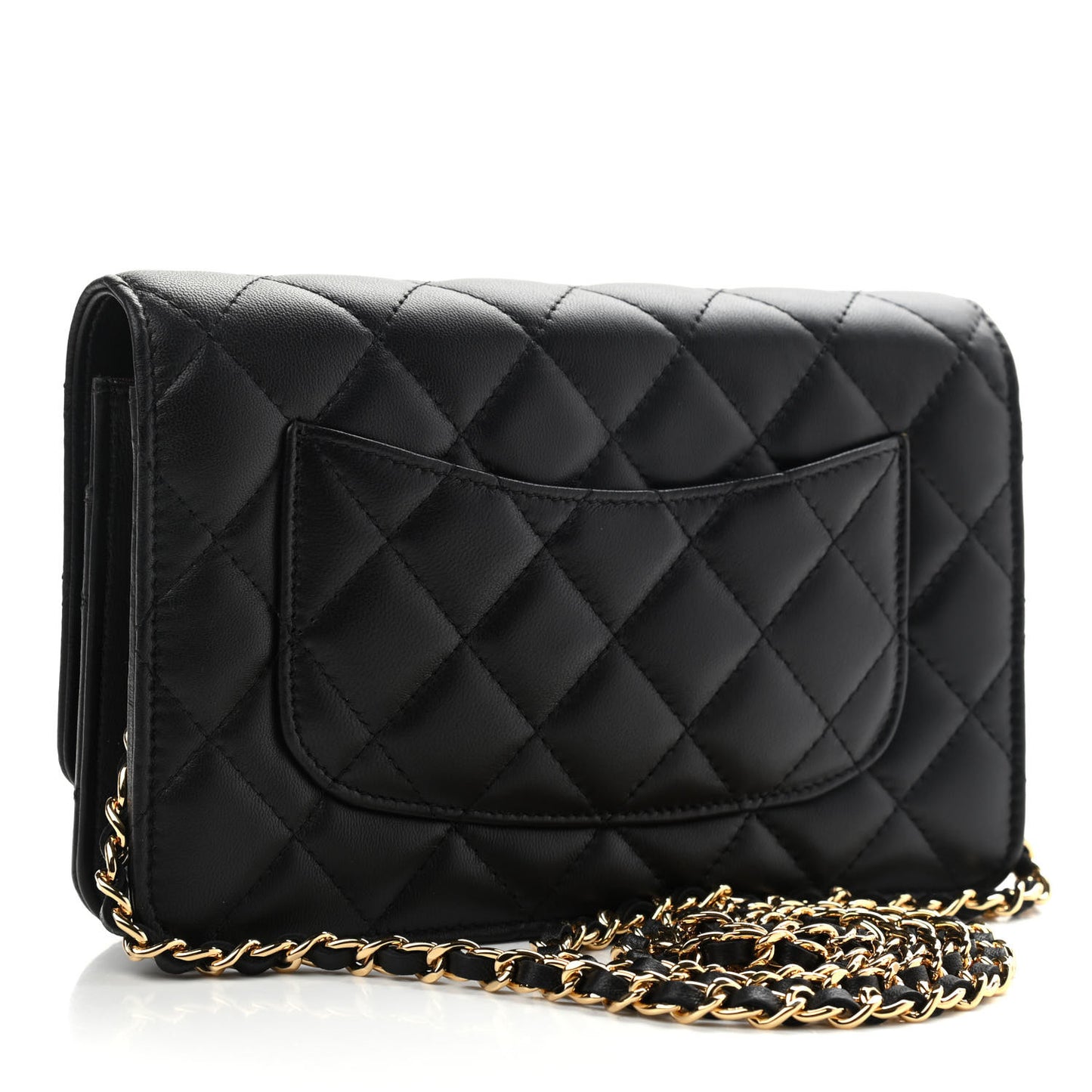 Lambskin Quilted Wallet On Chain WOC Black