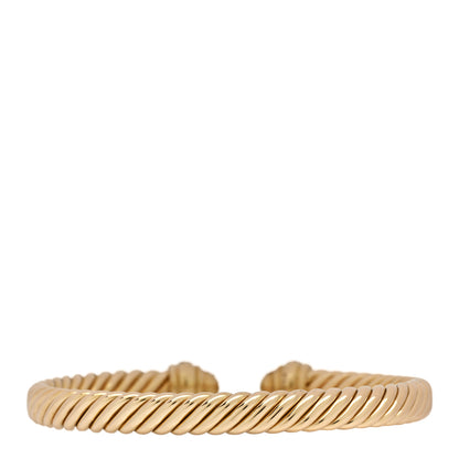 David Yurman 18K Yellow Gold Diamond 7mm Pave Renaissance Oval Cablespira Bracelet 2 of 5