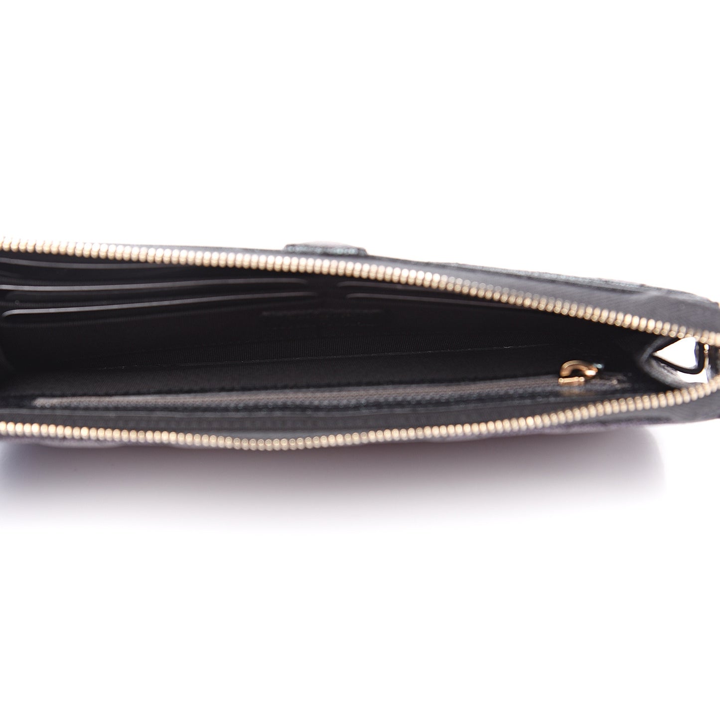 Iridescent Caviar Quilted Classic Pouch With Handle Black