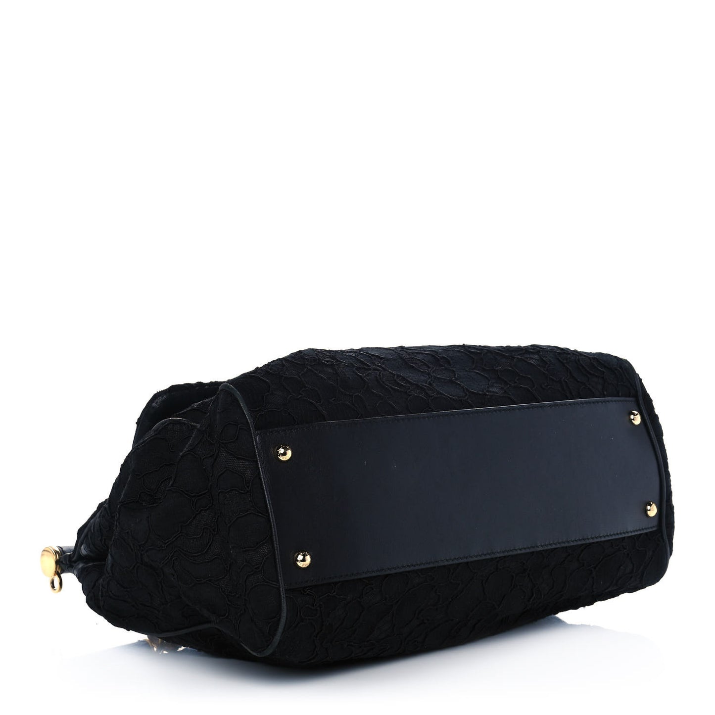 Calfskin Lace Miss Sicily Satchel Black