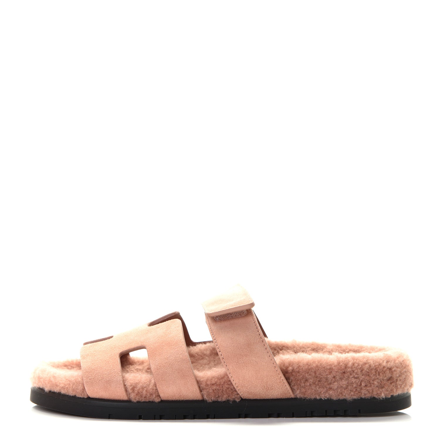 Hermes Suede Goatskin Woolskin Womens Chypre Sandals 37 Rose Aube 1 of 7