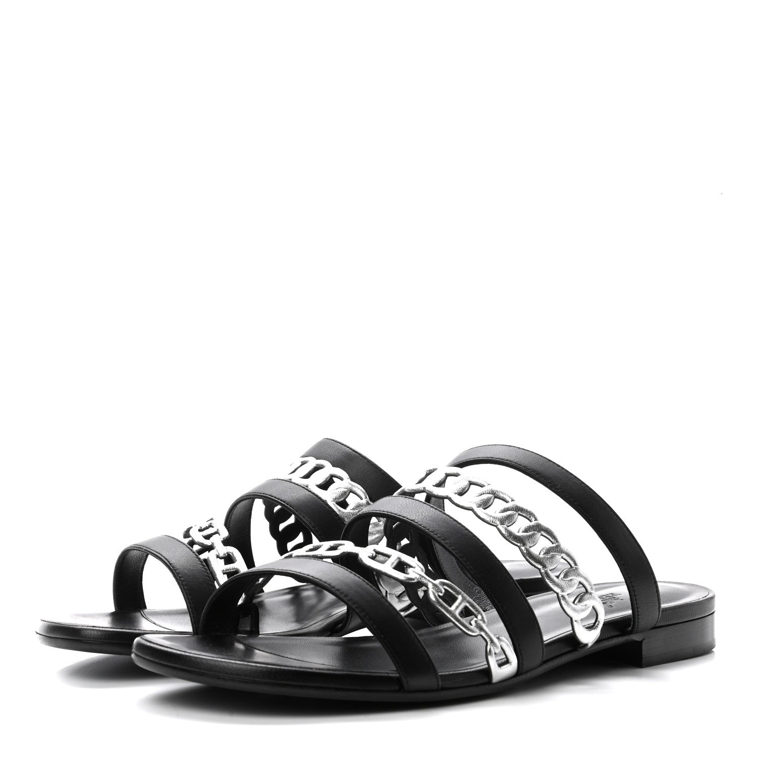 Hermes Nappa Amalfi Sandals 40 Black Gris Argente 3 of 8