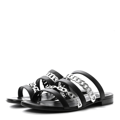 Hermes Nappa Amalfi Sandals 40 Black Gris Argente 3 of 8