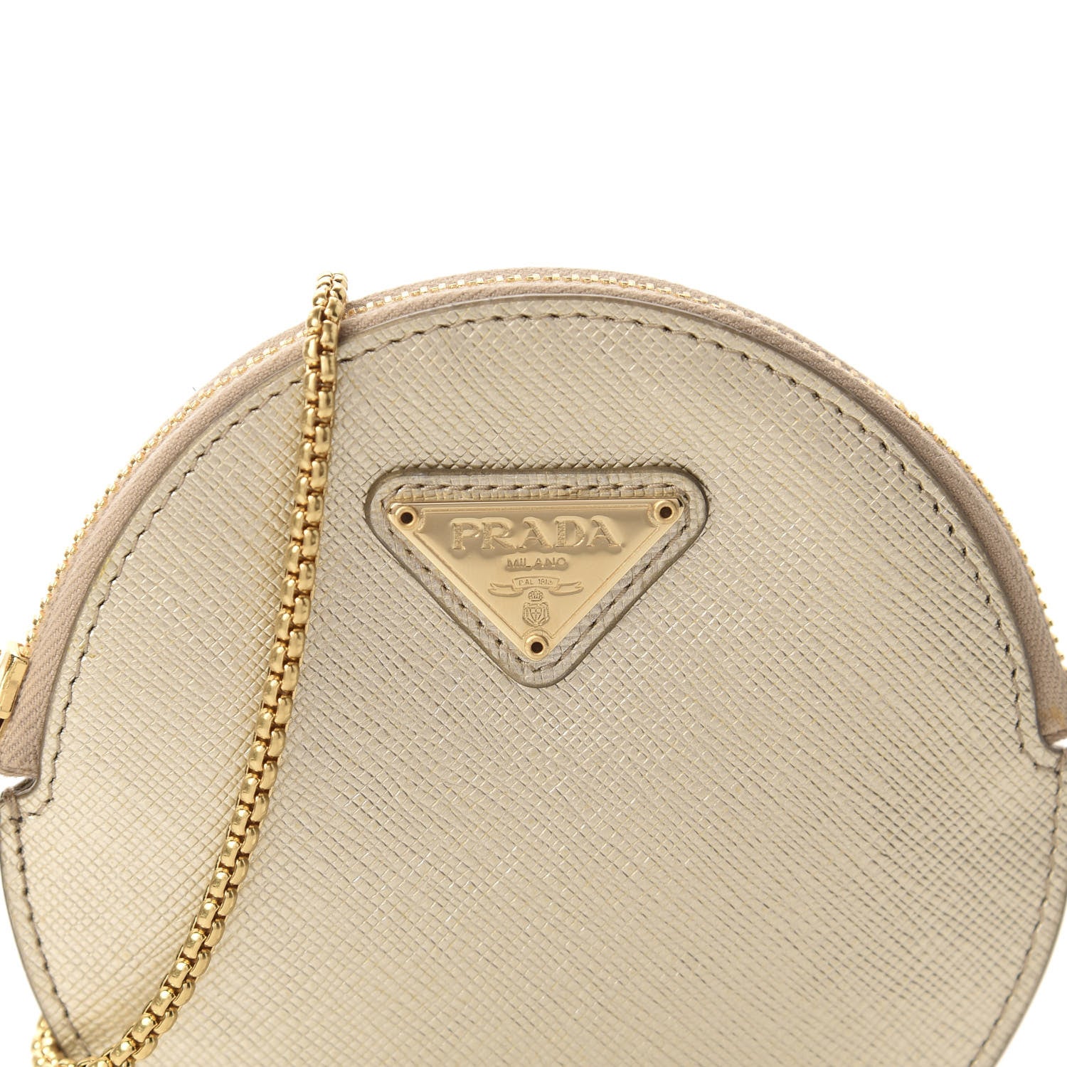Prada Metallic Saffiano Mini Pouch Pirite 9 of 9