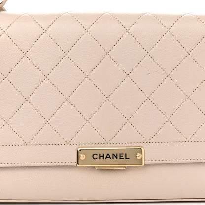 Chanel Grained Calfskin Quilted Large Label Click Flap Bag Light Beige 7 of 13