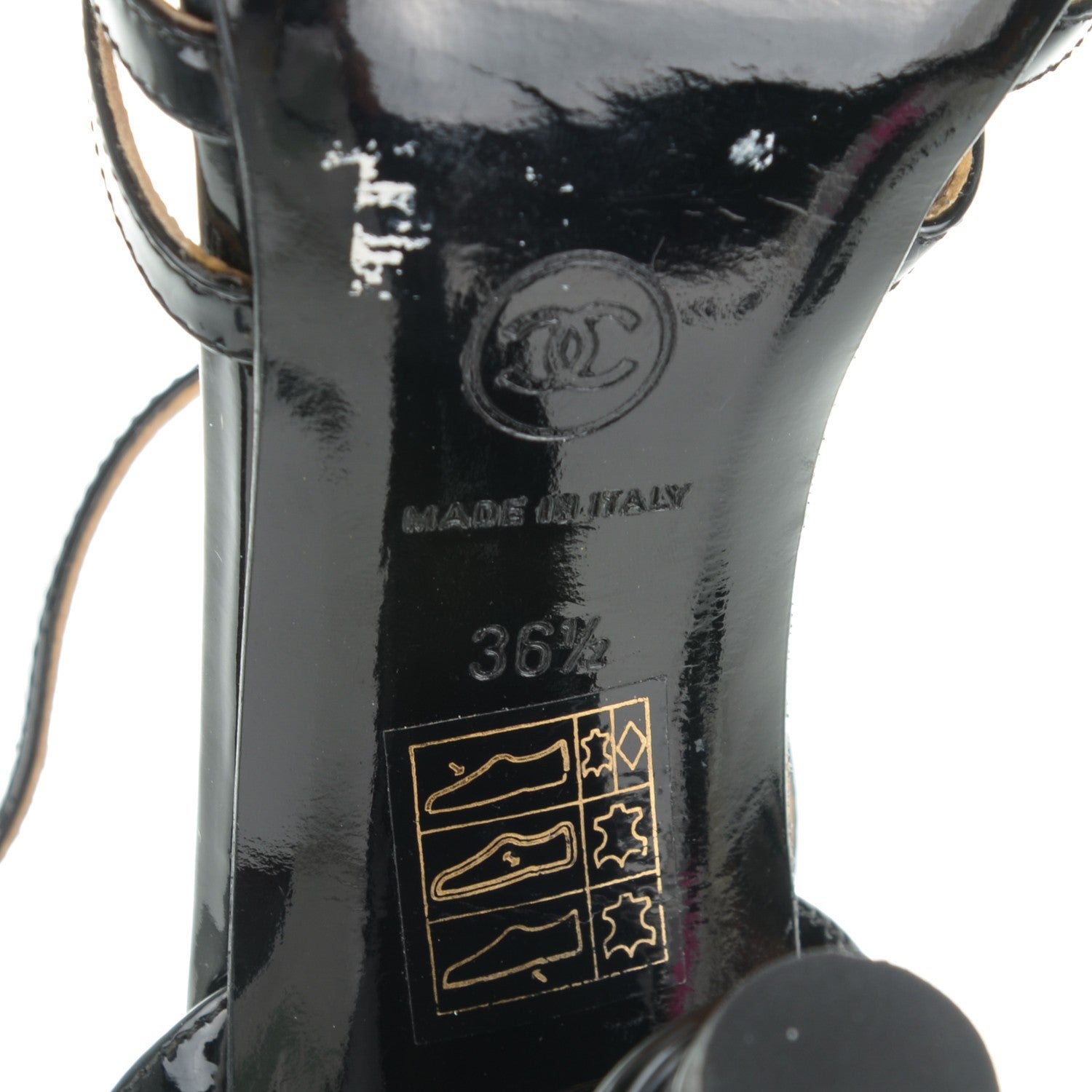 Chanel Patent Cage Peep Toe Heels 36.5 Black 6 of 7
