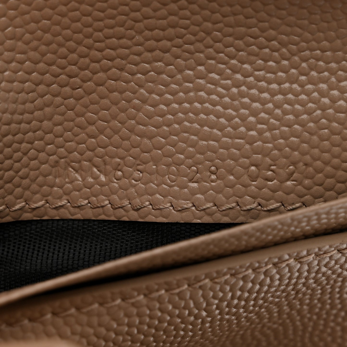 Grain De Poudre Mixed Matelasse Triquilt Monogram Compact Tri Fold Wallet Dark Beige