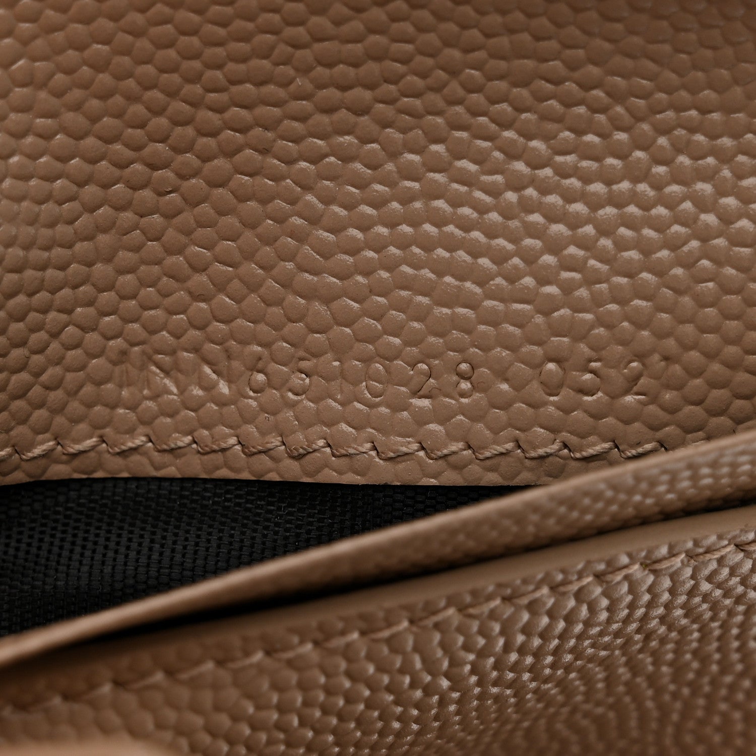 Saint Laurent Grain De Poudre Mixed Matelasse Triquilt Monogram Compact Tri Fold Wallet Dark Beige 7 of 11