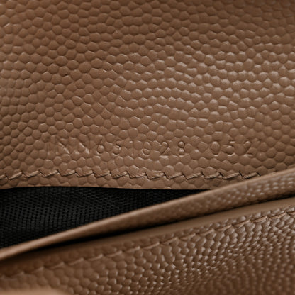 Saint Laurent Grain De Poudre Mixed Matelasse Triquilt Monogram Compact Tri Fold Wallet Dark Beige 7 of 11