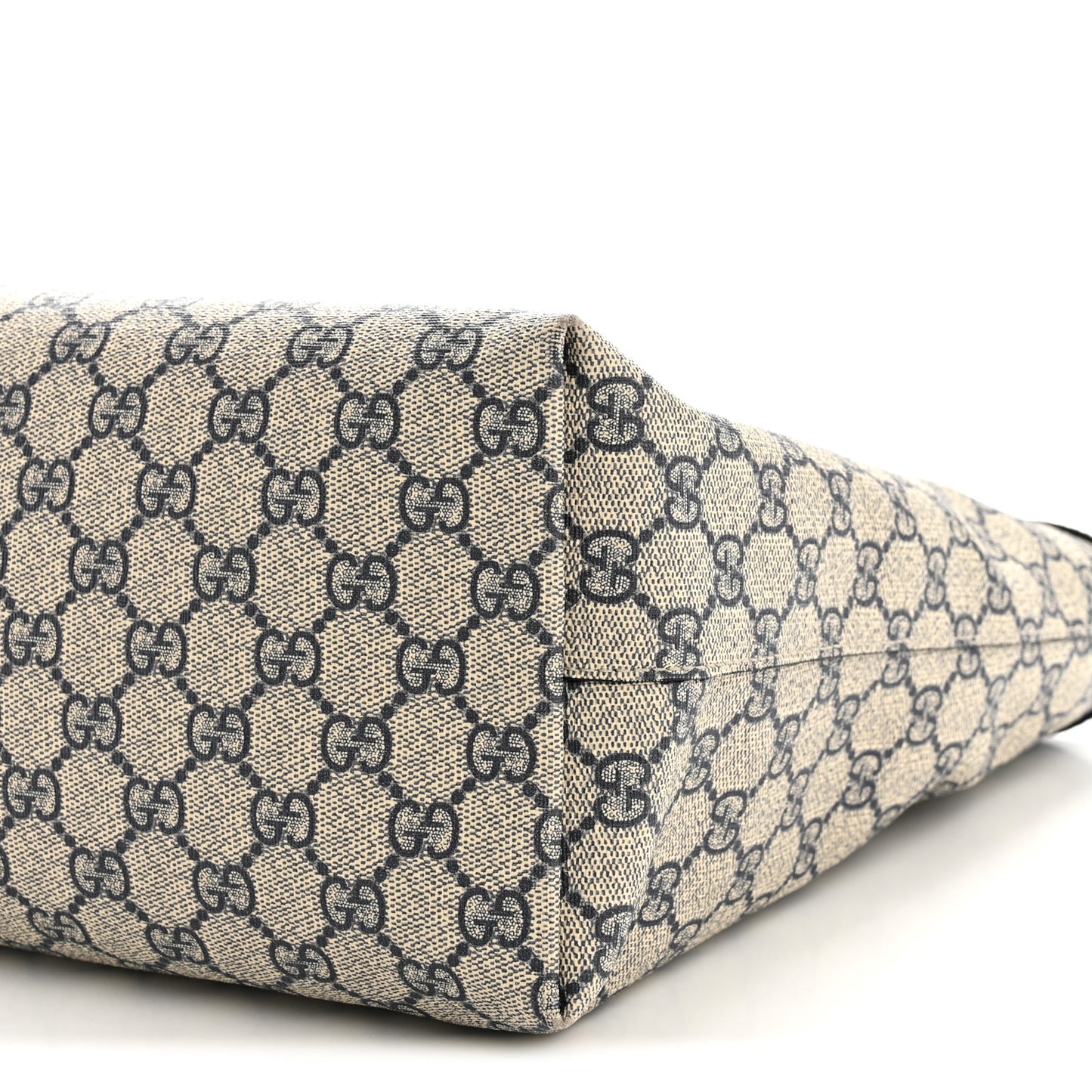 GG Supreme Monogram Textured Calfskin Web Medium Ophidia Shopping Tote Beige Blue
