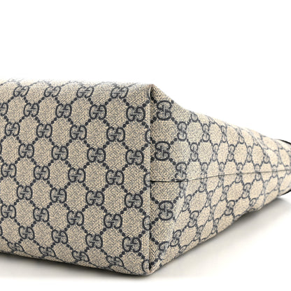 Gucci GG Supreme Monogram Textured Calfskin Web Medium Ophidia Shopping Tote Beige Blue 10 of 13