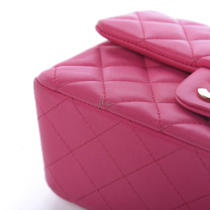 Chanel Lambskin Quilted Mini Rectangular Flap Dark Pink 17 of 19