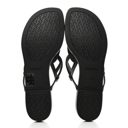 Hermes Rubber Womens Egerie Sandals 36 Black 5 of 9