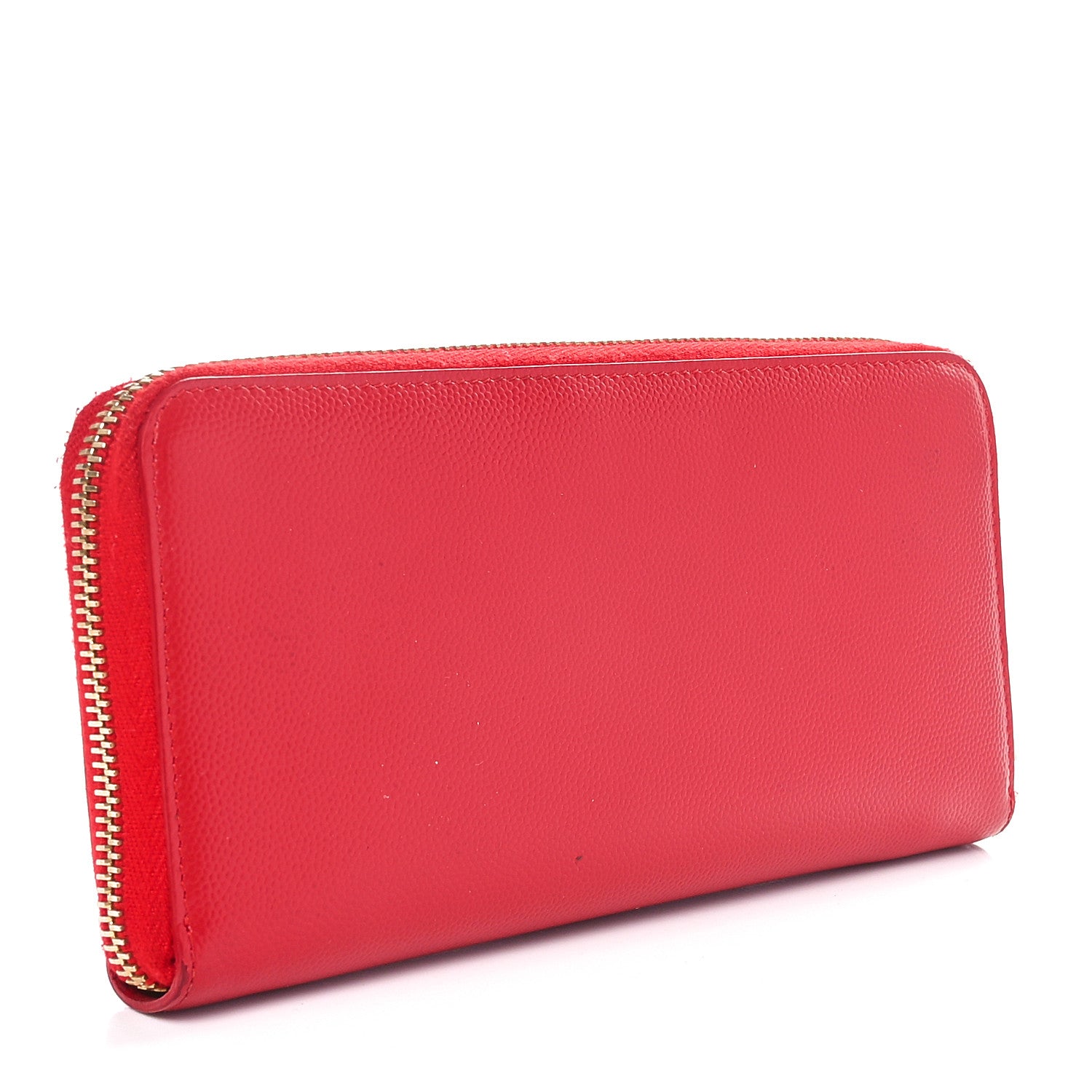 Saint Laurent Grain De Poudre Matelasse Chevron Monogram Zip Around Wallet Red 3 of 10