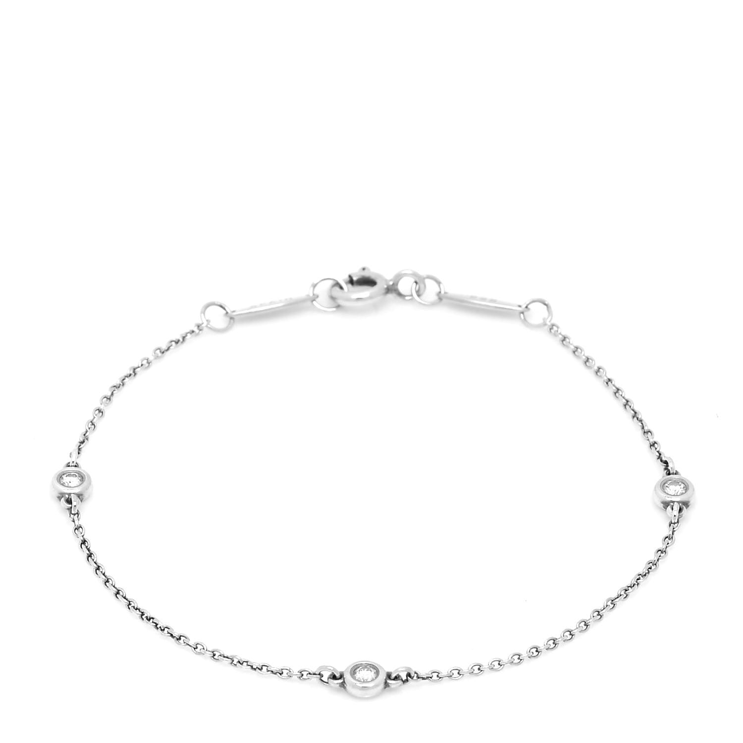 Tiffany Sterling Silver Diamond .09ct Elsa Peretti Diamonds By The Yard Bracelet 1 of 5