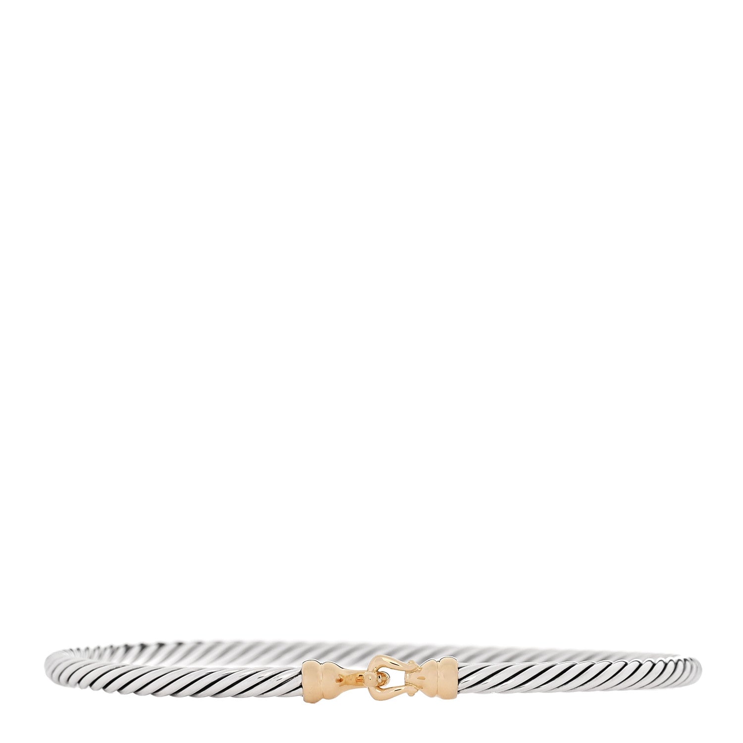 David Yurman Sterling Silver 18k Yellow Gold 3mm Cable Buckle Bracelet 1 of 3