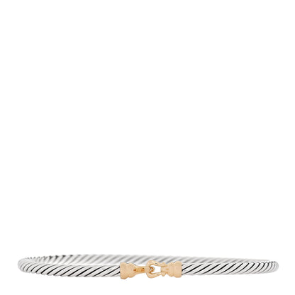 David Yurman Sterling Silver 18k Yellow Gold 3mm Cable Buckle Bracelet 1 of 3