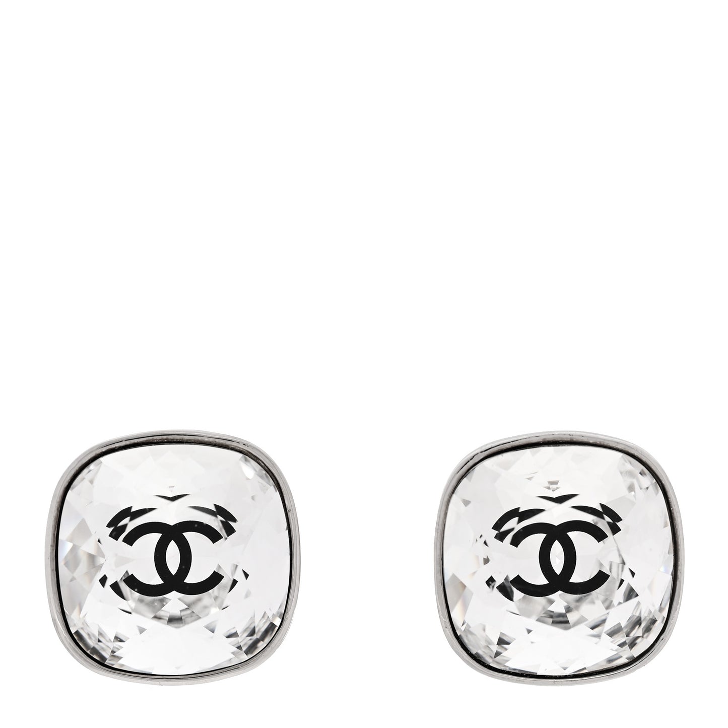 Crystal CC Clip on Earrings Silver