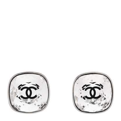 Chanel Crystal CC Clip on Earrings Silver 1 of 4
