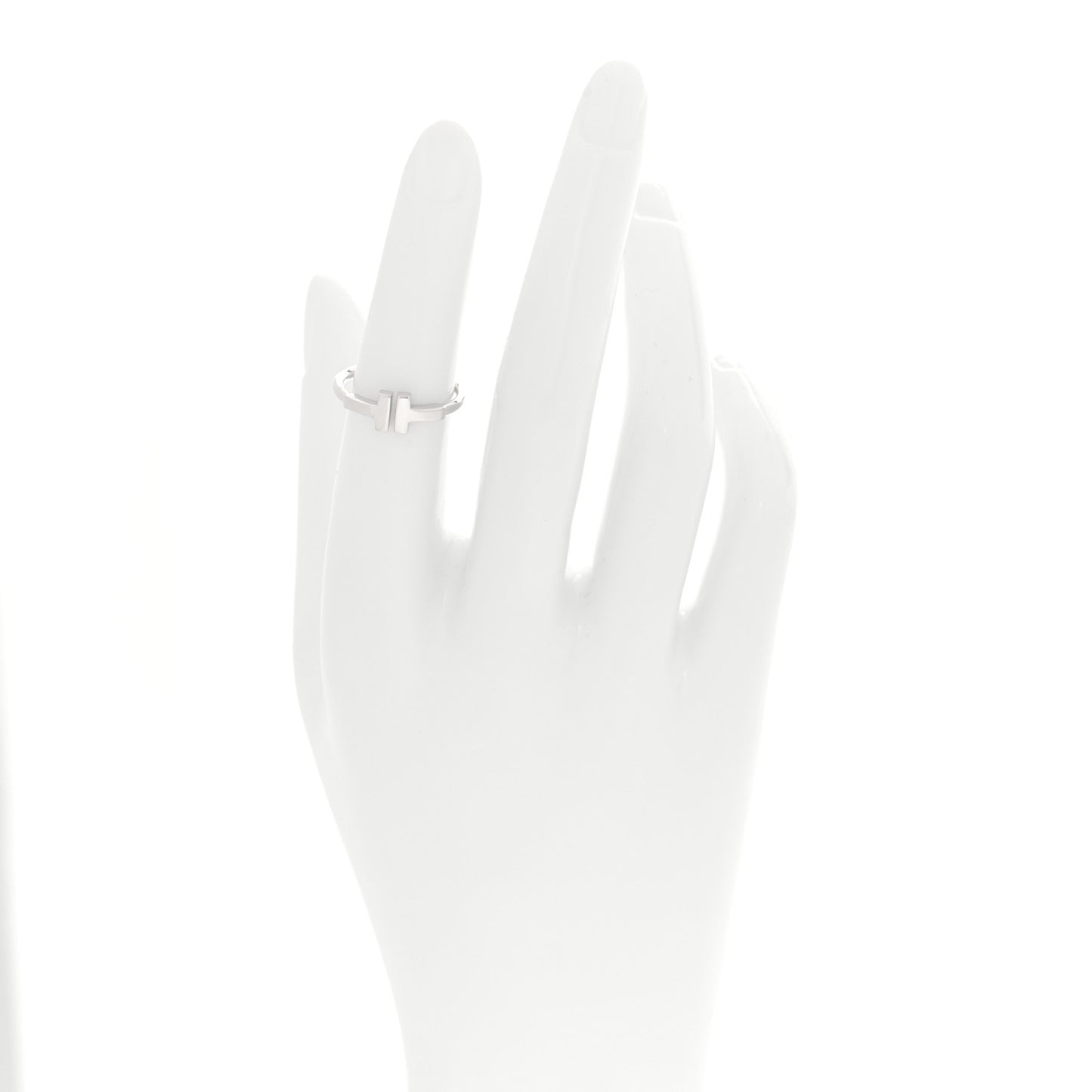 18K White Gold T Wire Ring 50 5.25