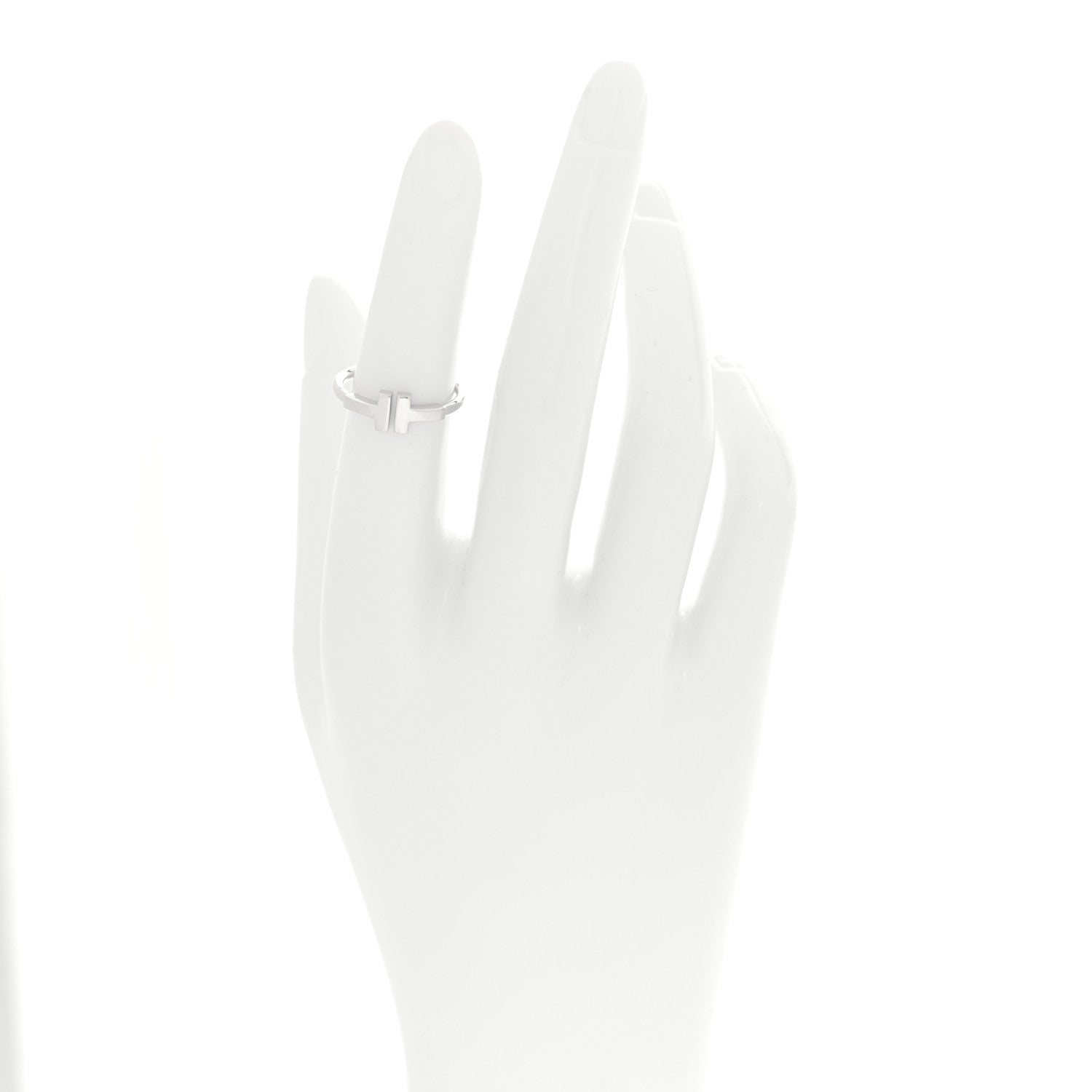 Tiffany 18K White Gold T Wire Ring 50 5.25 2 of 4