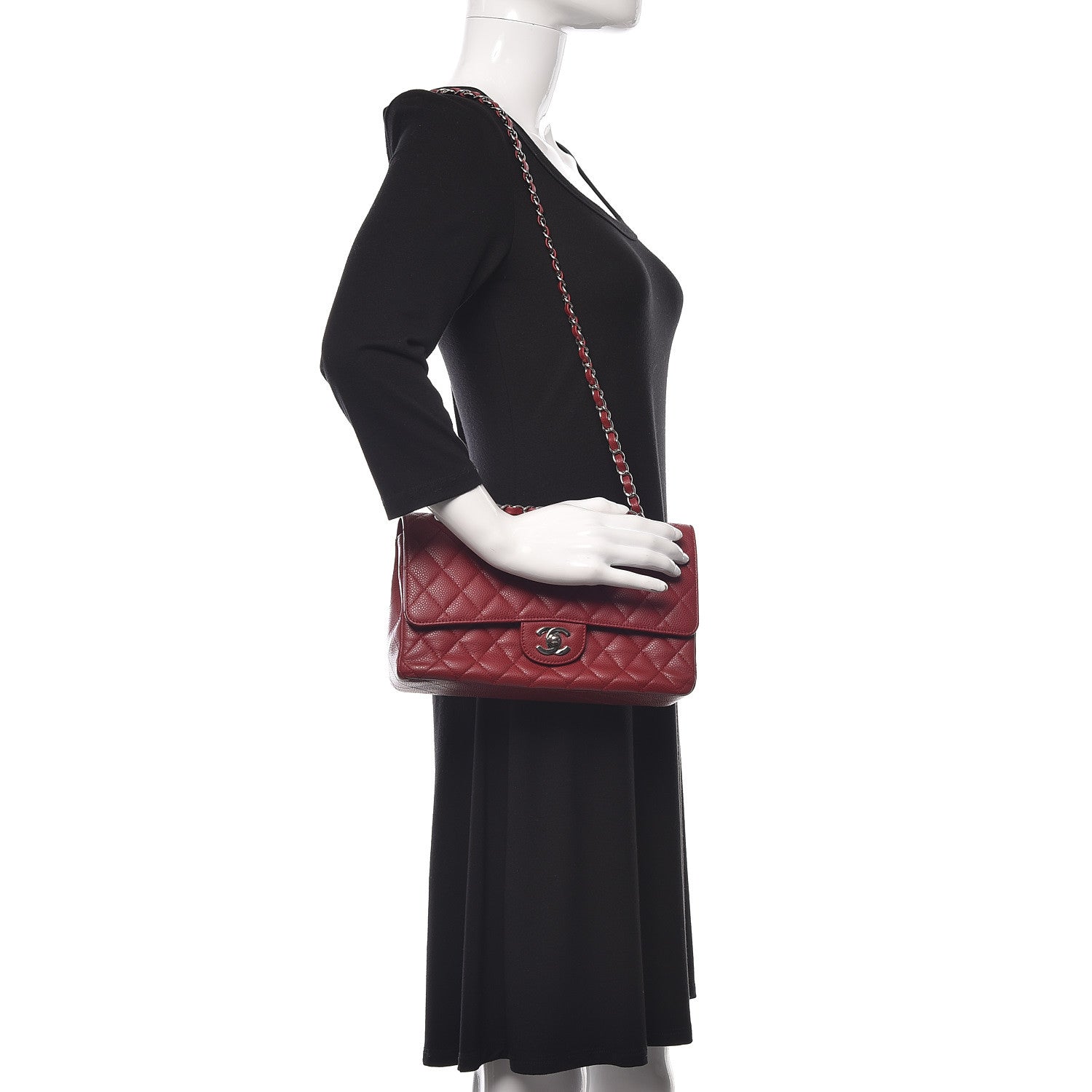 Chanel Caviar Quilted Medium Double Flap Red 2 of 19