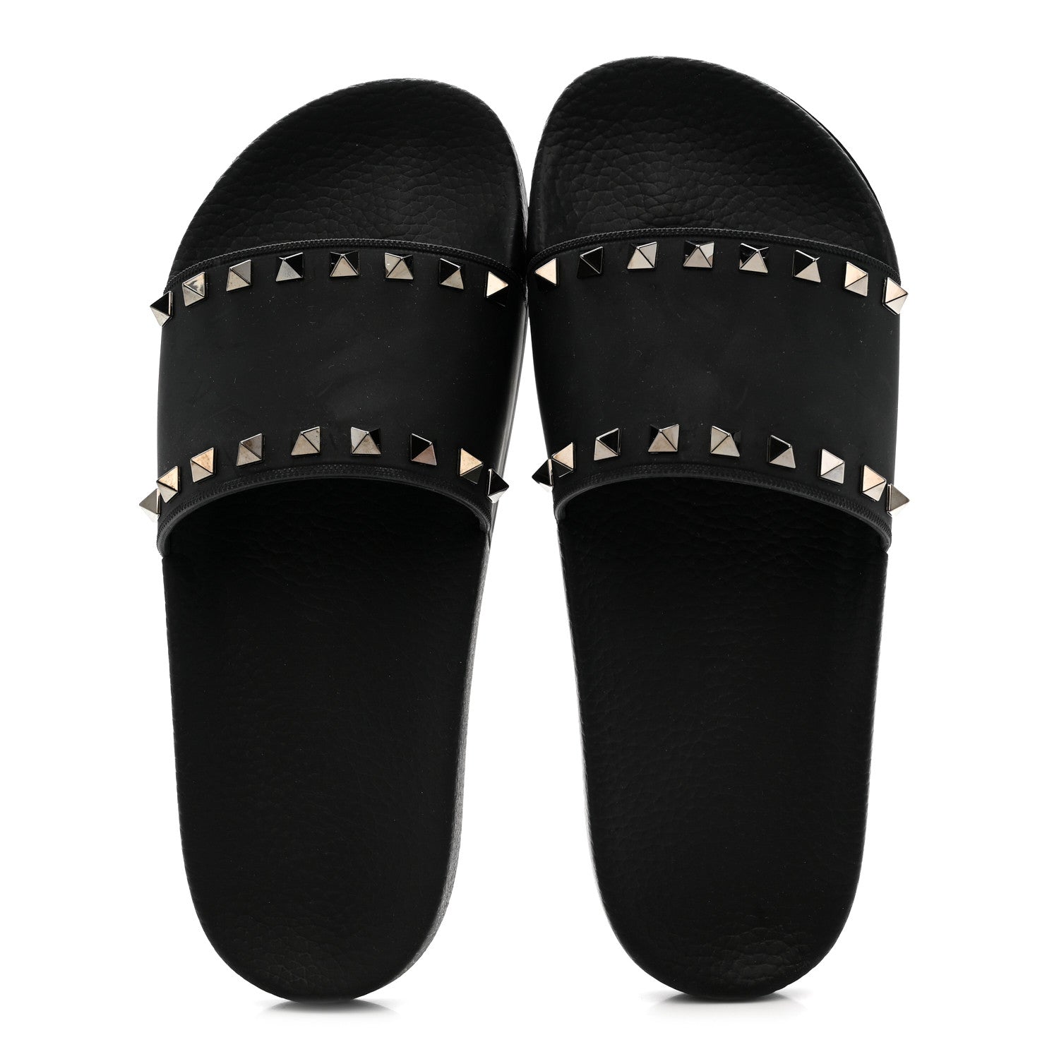 Valentino Garavani Rubber Rockstud Slide Sandals 39 Black 2 of 9