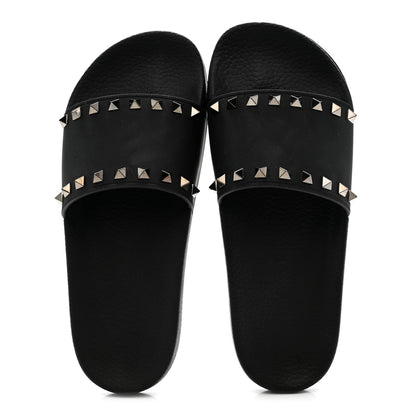 Valentino Garavani Rubber Rockstud Slide Sandals 39 Black 2 of 9