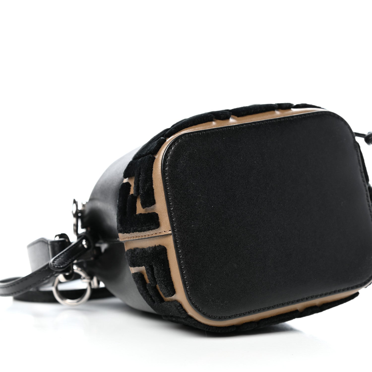 Fendi Vitello Liberty Velvet F is Fendi FF Bi-Color Mini Mon Tresor Bucket Bag Black Fango 9 of 12
