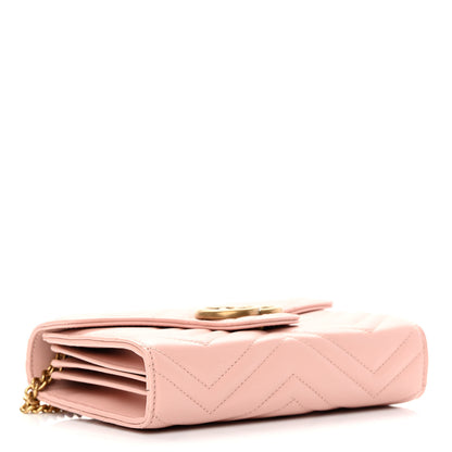 Gucci Calfskin Matelasse GG Marmont Chain Wallet Perfect Pink 4 of 11