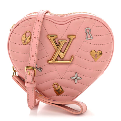 Louis Vuitton Calfskin Embellished New Wave Love Lock Heart Bag Rose Pomettes 1 of 12