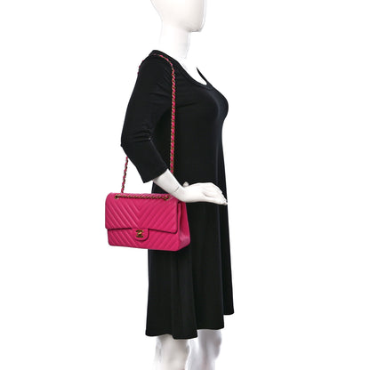 Chanel Lambskin Chevron Quilted Medium Double Flap Pink 2 of 9