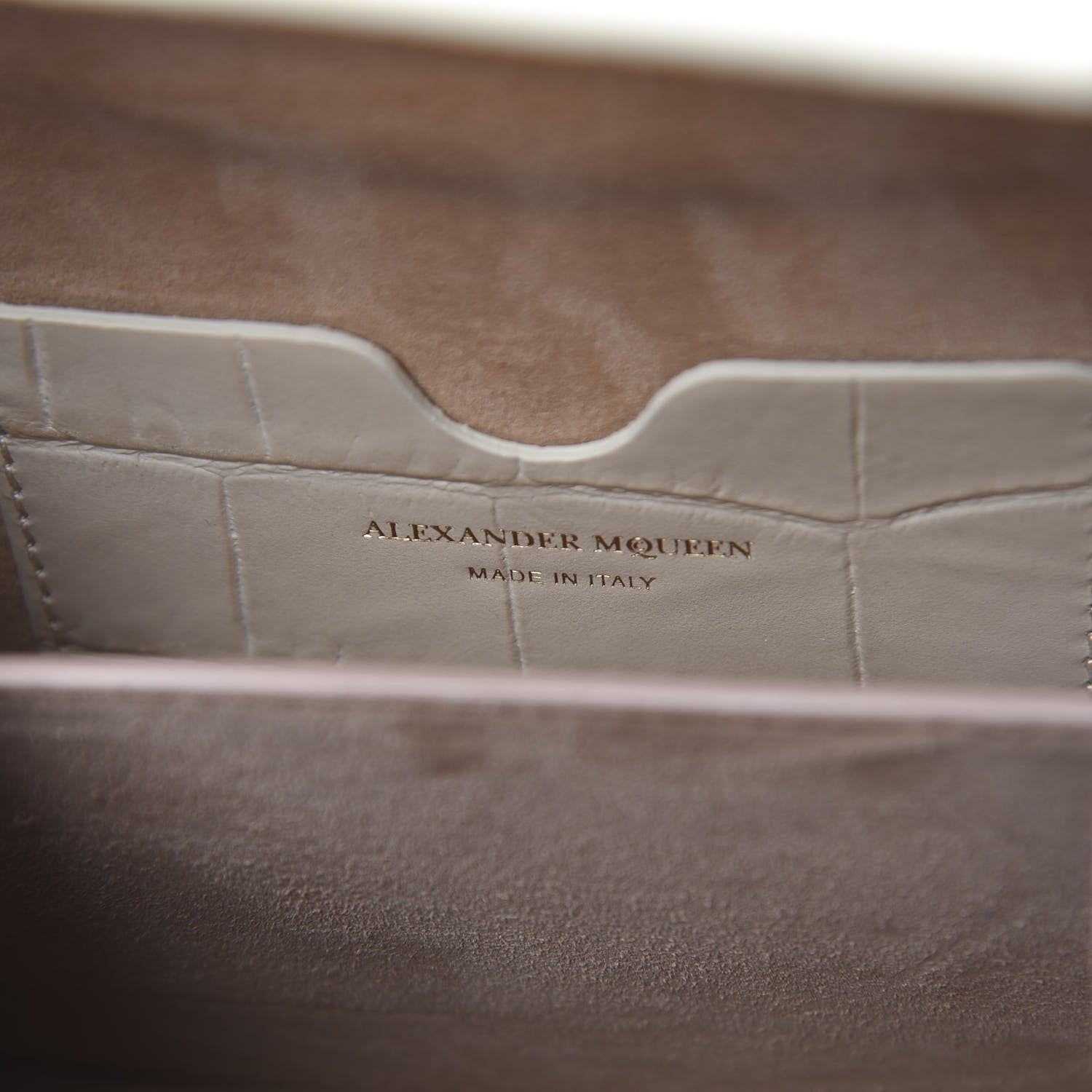 Alexander McQueen Calfskin Crocodile Embossed Box Shoulder Bag 16 Cream 6 of 9