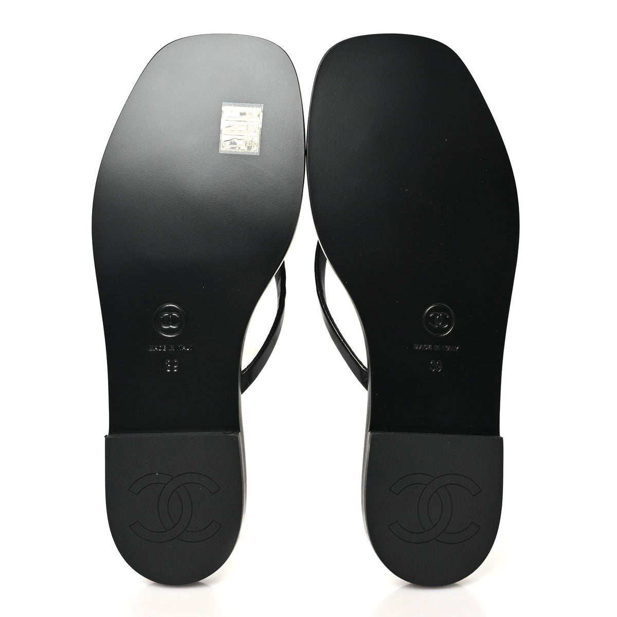 Goatskin CC Times Square Thong Sandals 39 Black