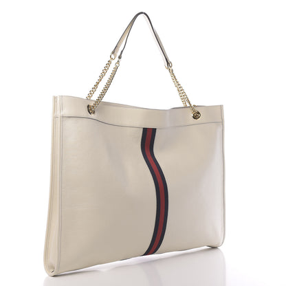 Gucci Calfskin Maxi Rajah Chain Tote White 3 of 10